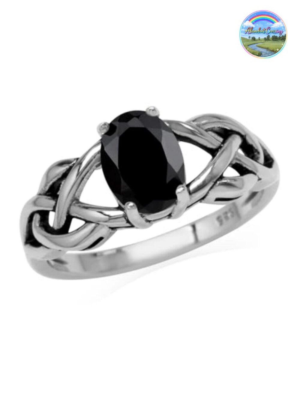 Silvershake Oval Celtic Knot Solitaire Sterling Silver Ring Women's Jewelry